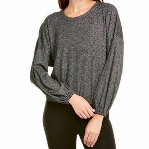 Terez | Lurex Waffle Top in Black & Silver